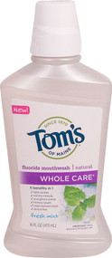 3 PACK of Toms of Maine Whole Care Fluoride Mouthwash Fresh Mint -- 16 fl oz