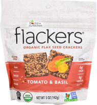 3 PACK of Doc In The Kitchen Flackers Organic Flax Seed Crackers Tomato & Basil -- 5 oz