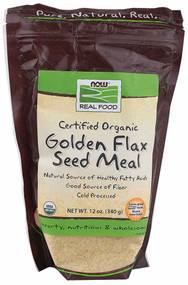 3 PACK of NOW Real Food Certified Organic Golden Flax Seed Meal -- 12 oz