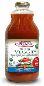 3 PACK of Lakewood Organic Cold Pressed Juice Blend Super Veggie Low Sodium -- 32 fl oz