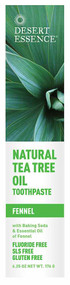 3 PACK of Desert Essence, Tea Tree Oil Toothpaste, Fennel, 6.25 oz (176 g)