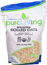 3 PACK of Pure Living Organic Sprouted Rolled Oats -- 16 oz