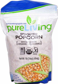 3 PACK of Pure Living Organic Sprouted Popcorn Kernels -- 16 oz