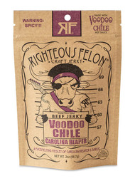 3 PACK of Righteous Felon Beef Jerky Voodoo Chile -- 2 oz