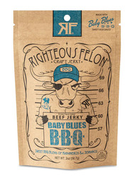 3 PACK of Righteous Felon Beef Jerky Baby Blues BBQ -- 2 oz