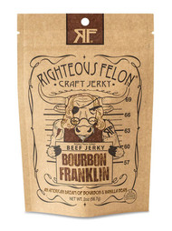3 PACK of Righteous Felon Beef Jerky Bourbon Franklin -- 2 oz