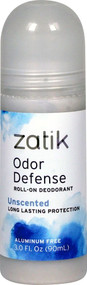 3 PACK of Zatik Odor Defense Roll-On Deodorant Unscented -- 3 fl oz