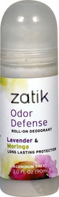 3 PACK of Zatik Odor Defense Roll-On Deodorant Lavender & Moringa -- 3 fl oz