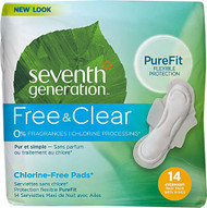 3 PACK of Seventh Generation Chlorine Free Maxi Pads Overnight with Wings -- 14 Pads