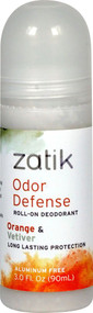 3 PACK of Zatik Odor Defense Roll-On Deodorant Orange & Vetiver -- 3 fl oz