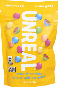3 PACK of Unreal Crispy Quinoa Gems Candy Vegan Gluten Free Dark Chocolate -- 6 oz