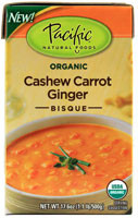 3 PACK of Pacific Foods Organic Bisque Gluten Free Cashew Carrot Ginger -- 17.6 oz