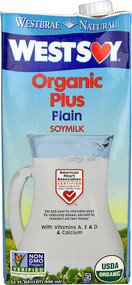 3 PACK of Westsoy Organic Plus Soymilk Plain -- 32 fl oz
