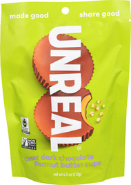 3 PACK of Unreal Peanut Butter Cups Vegan Gluten Free Crispy Dark Chocolate -- 4 oz