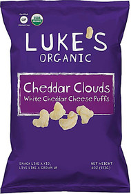 3 PACK of Lukes Organic Cheddar Clouds White Cheddar Cheese Puffs -- 4 oz