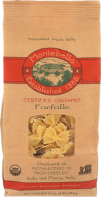 3 PACK of Montebello Organic Pasta Farfalle -- 16 oz