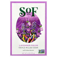 <img alt="SoF, Triple Milled Bar Soap with Shea Butter, Lavender Fields, 6 oz (170 g)" title="SoF, Triple Milled Bar Soap with Shea Butter, Lavender Fields, 6 oz (170 g),856885200093"