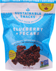 3 PACK of Sustainable Snacks Chocolate Superfood Snacks Blueberry and Pecans -- 4 oz