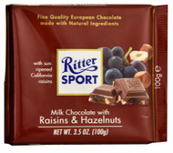 3 PACK of Ritter Sport Milk Chocolate Bar Raisins & Hazelnuts -- 3.5 oz