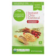 3 PACK of Simple Truth Organic Instant Chia Oatmeal Cinnamon & Cranberry -- 10 Packets