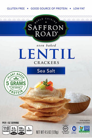 3 PACK of Saffron Road Oven Baked Lentil Crackers Sea Salt -- 4.5 oz