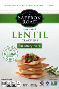 3 PACK of Saffron Road Oven Baked Lentil Crackers Gluten Free Rosemary Herb -- 4.5 oz
