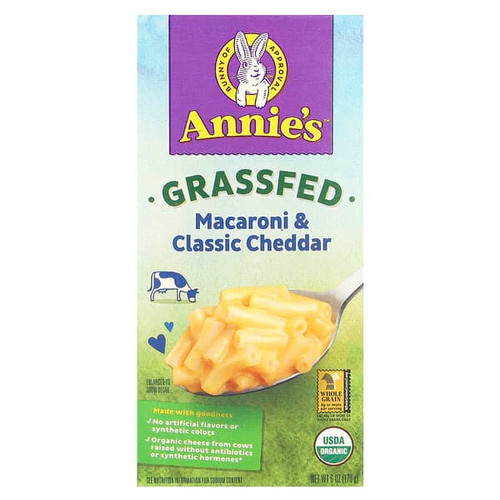 <img alt="Annies Homegrown, Grassfed Macaroni & Classic Cheddar, 6 oz (170 g)" title="Annies Homegrown, Grassfed Macaroni & Classic Cheddar, 6 oz (170 g),013562001446"