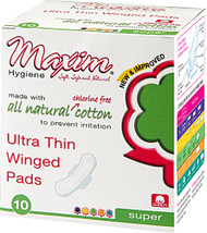 3 PACK of Maxim Hygiene Products, Ultra Thin Winged Pads, Super, Unscented, 10 Pads
