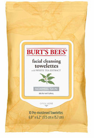 3 PACK of Burts Bees Facial Cleansing Towelettes for Normal Skin with White Tea Extract -- 10 Towelettes