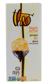 3 PACK of Theo Chocolate Organic 70% Dark Chocolate Bar Ginger -- 3 oz