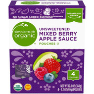 3 PACK of Simple Truth Organic Unsweetened Mixed Berry Apple Sauce -- 4 Pouches