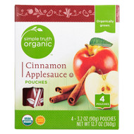 3 PACK of Simple Truth Organic Cinnamon Applesauce -- 4 Pouches