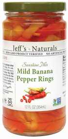 3 PACK of Jeffs Naturals Sunshine Mix Mild Banana Pepper Rings -- 12 fl oz