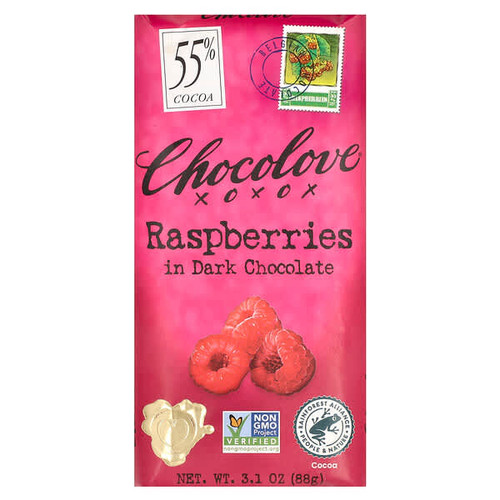 <img alt="Chocolove, Raspberries in Dark Chocolate, 55% Cocoa, 3.1 oz (88 g)" title="Chocolove, Raspberries in Dark Chocolate, 55% Cocoa, 3.1 oz (88 g),716270001547"