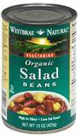 3 PACK of Westbrae Natural Organic Salad Beans -- 15 oz