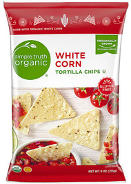 3 PACK of Simple Truth Organic Tortilla Chips White Corn -- 9 oz