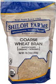 3 PACK of Shiloh Farms Organic Coarse Wheat Bran Unprocessed -- 16 oz