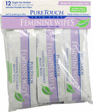 3 PACK of Puretouch Individual Flushable Moist Feminine Wipes -- 12 Packets