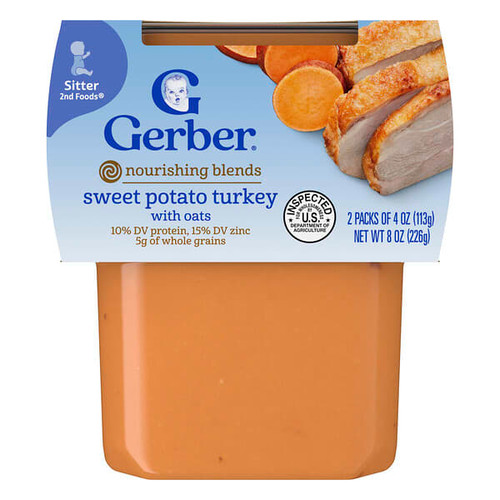 <img alt="3 PACK of Gerber, 2nd Foods, Nourishing Blends, Sitter, Sweet Potato Turkey with Oats, 2 Pack, 4 oz (113 g) Each" title="3 PACK of Gerber, 2nd Foods, Nourishing Blends, Sitter, Sweet Potato Turkey with Oats, 2 Pack, 4 oz (113 g) Each,015000073602"