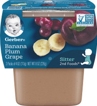 3 PACK of Gerber 2nd Foods Banana Plum Grape -- 2 Packs