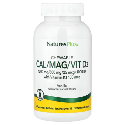 <img alt="NaturesPlus, Chewable Cal-Mag-Vit D3 with Vitamin K2, Vanilla, 60 Chewable Tablets" title="NaturesPlus, Chewable Cal-Mag-Vit D3 with Vitamin K2, Vanilla, 60 Chewable Tablets,097467336490"