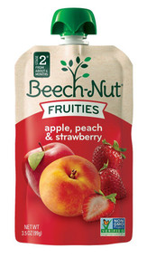 3 PACK OF Beech-Nut Fruities Stage 2 Apple Peach & Strawberry -- 3.5 oz