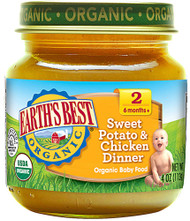 3 PACK OF Earths Best Organic Baby Food Stage 2 Sweet Potato & Chicken Dinner -- 4 oz