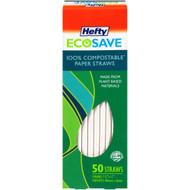 3 PACK OF Hefty Ecosave 100% Compostable Paper Straws -- 50 Straw
