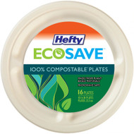 3 PACK OF Hefty Ecosave 100% Compostable Plates -- 16 Plates