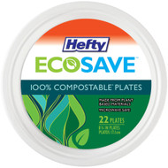 3 PACK OF Hefty Ecosave 100% Compostable Plates -- 22 Plates
