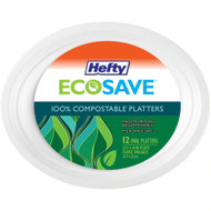 3 PACK OF Hefty Ecosave 100% Compostable Platters -- 12 Platters