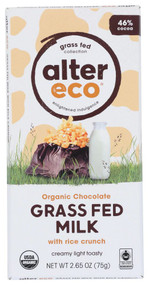 3 PACK OF Alter Eco Milk Chocolate Grass Fed Organic 46% Cocoa -- 2.65 oz