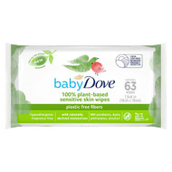 3 PACK OF Dove Baby Wipes 100% Plant-Based Sensitive Skin -- 63 Wipes