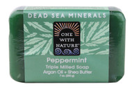 3 PACK OF One With Nature Dead Sea Mineral Soap Peppermint -- 7 oz